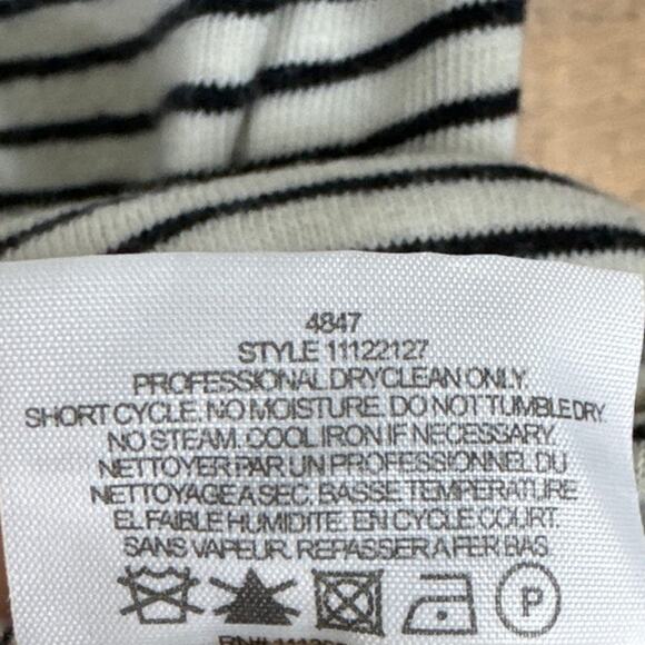 Tory Burch Striped Bateau Neck Short Sleeve Embroidered Beading Top SZ Small - Picture 6 of 9